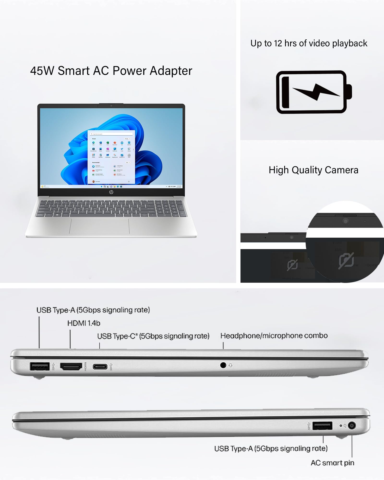 Hp Laptops 15.6 Inch Hd Display, Windows 11 Laptop Computer For Students And Business, Intel Quad-Core Pentium N200 (Beat I5-825